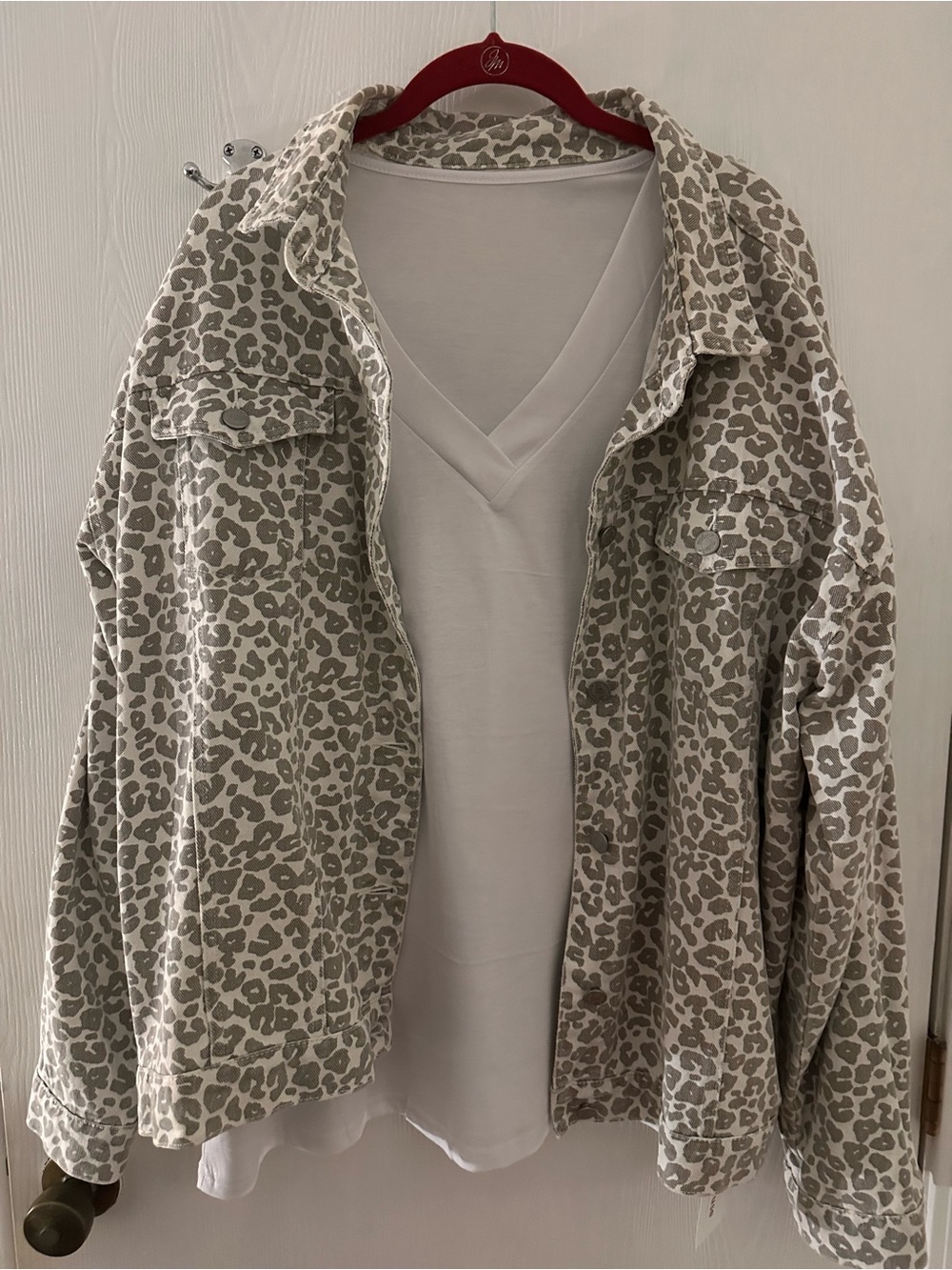 Light Brown Leopard Print Jean Jacket